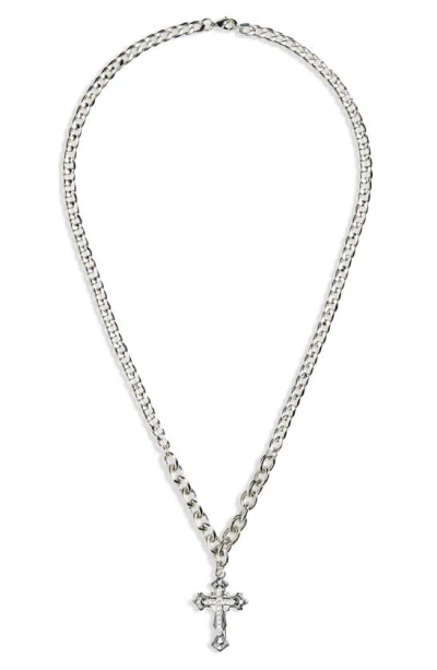 Stephan & Co. Crystal Pavé Cross Pendant Necklace In Metallic
