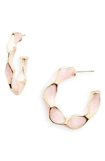 Stephan & Co. Enamel Textured Hoop Earrings In Pink