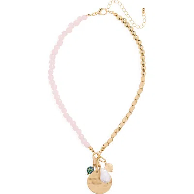 Stephan & Co. Imitation Pearl Charm Pendant Necklace In Gold
