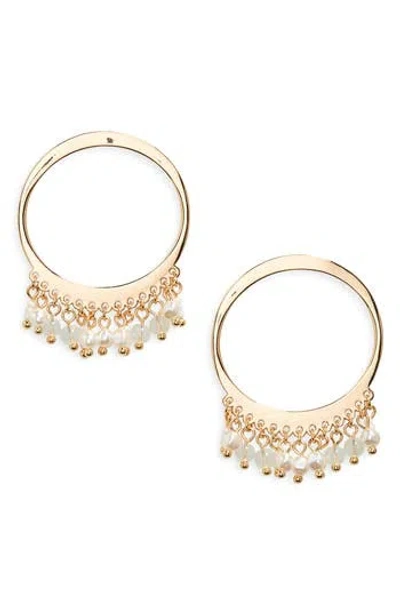 Stephan & Co. Imitation Pearl Open Circle Drop Earrings In Gold