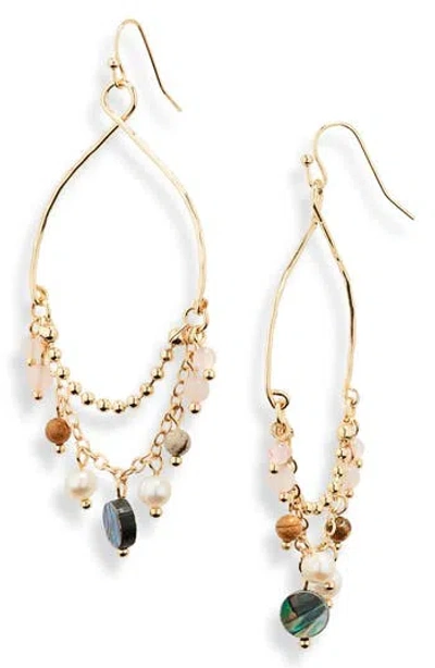 Stephan & Co. Mixed Shell & Imitation Pearl Drop Earrings In Gold