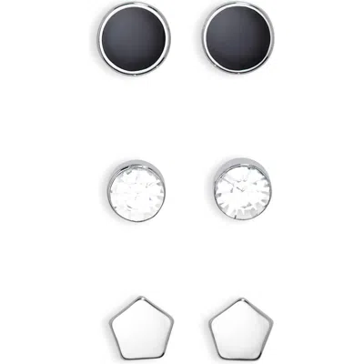 Stephan & Co. Pack Of 3 Mixed Stud Earrings In Multi