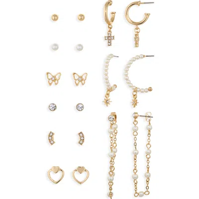 Stephan & Co. Pack Of 9 Mini Stud Earrings In Gold