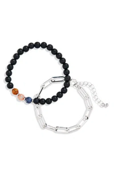 Stephan & Co. Semiprecious Stone & Chain Bracelet In Black
