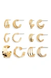 Stephan & Co. Set Of 3 Textured Hoop Earrings In Gold