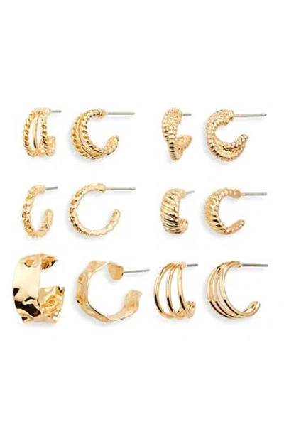 Stephan & Co. Set Of 3 Textured Hoop Earrings In Gold