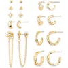 Stephan & Co. Set Of 9 Assorted Stud & Hoop Earrings In Gold