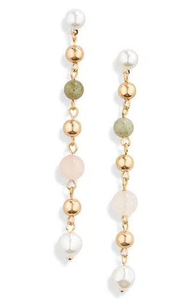 Stephan & Co. Stone & Imitation Pearl Linear Drop Earrings In Gold