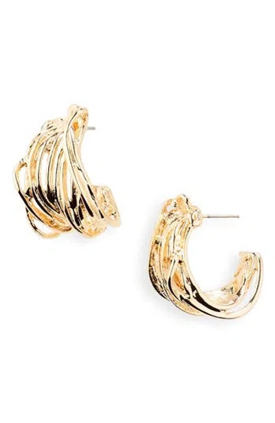 Stephan & Co. Textured Statement Hoop Earrings In Gold
