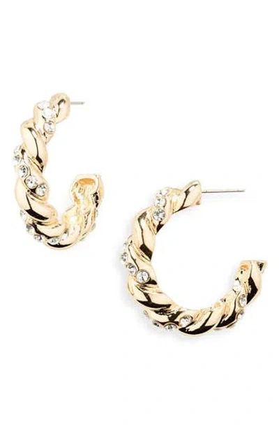 Stephan & Co. Twisted Crystal Hoop Earrings In Gold
