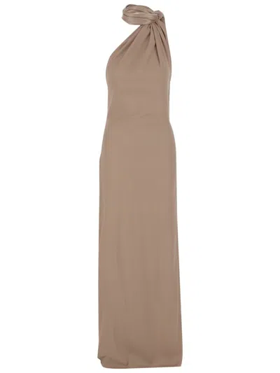 Stephan Janson Baba Long Dress In Silk In Sand