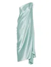 Stephan Janson Draped Satin Dress In Blue