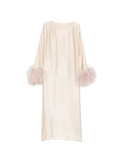 Stephan Janson Feather-trim Midi Dress In Neutral