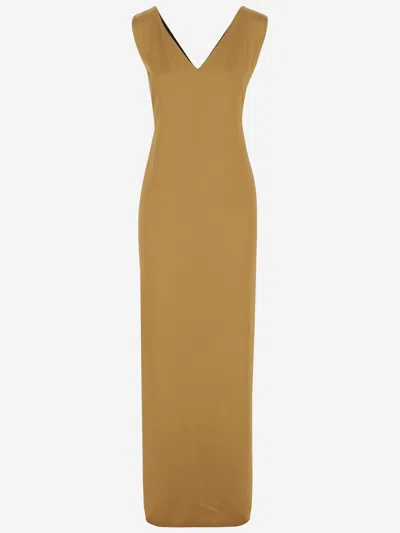 Stephan Janson Happy Silk Long Dress In Golden