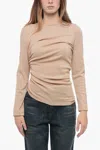 Stephan Janson Lurex Top With Drapped Detail In Beige