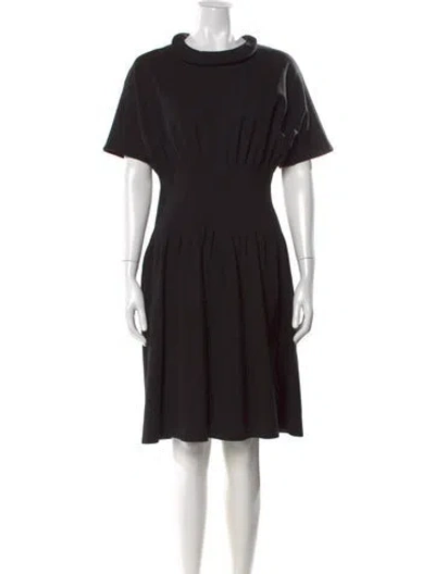 Pre-owned Stephan Janson Mock Neck Knee-length Dress In Black