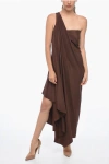 Stephan Janson One-shoulder Dea Silk Dress With Draped Design
