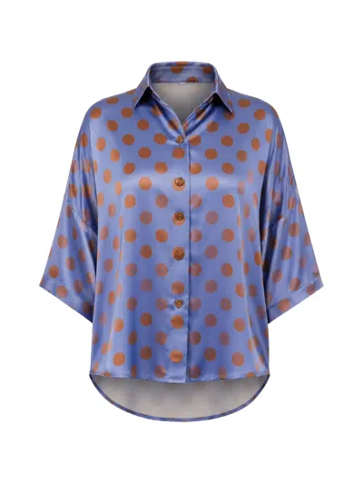 Stephan Janson Polka-dot Silk Shirt In Blue