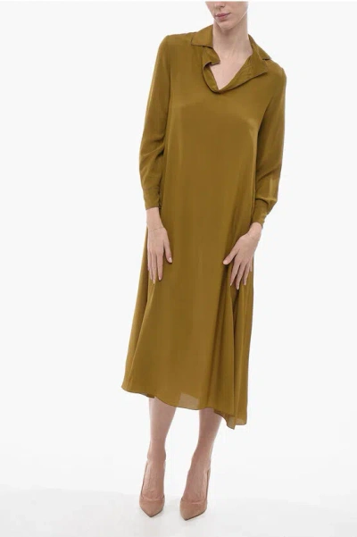 Stephan Janson Silk Rivoli Midi Shirt Dress In Brown