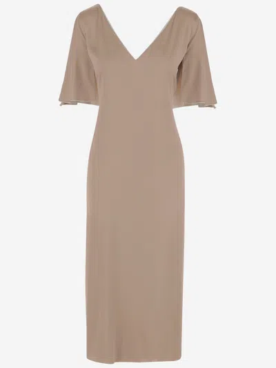 Stephan Janson Twenty Dress Made Of Silk Satin In Beige