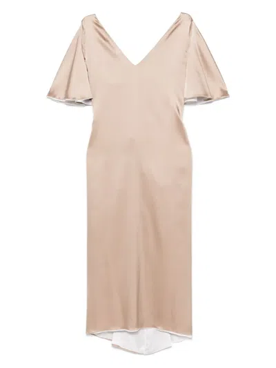 Stephan Janson Twenty Midi Dress In Beige Bianco