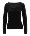 Stephan Janson Stretch Velvet Jersey Top In Black