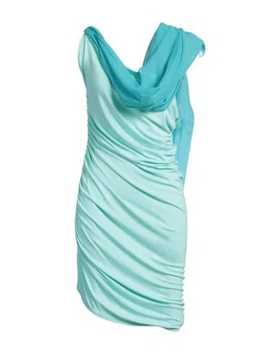 Stephan Janson Woman Mini Dress Turquoise Size L Viscose, Elastane, Silk In Blue
