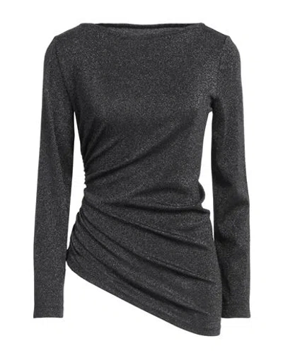 Stephan Janson Woman T-shirt Charcoal Size S Viscose, Polyester, Nylon, Elastane In Black