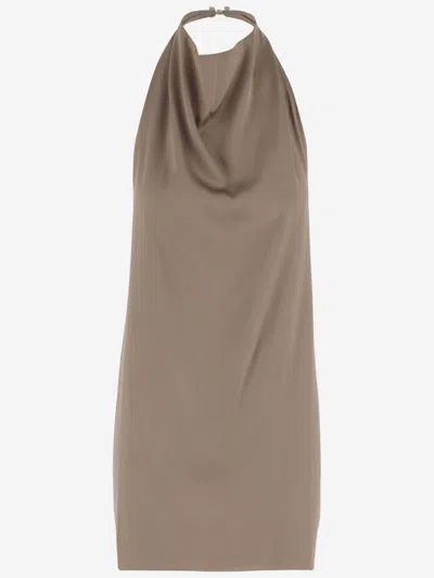 Stephan Janson Olive Draped Neckline Dress In Brown