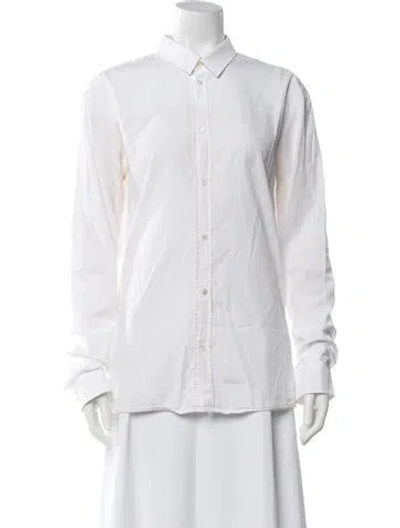 Pre-owned Stephan Schneider Long Sleeve Button-up Top In White