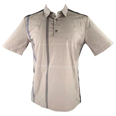 Pre-owned Stephan Schneider Size M Grey Taupe Mixed Fabrics Cotton Short Sleeve Shirt In Gray
