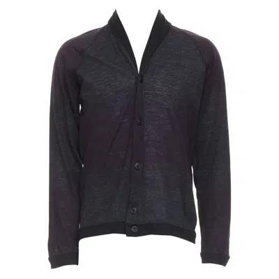 Pre-owned Stephan Schneider Stephen Schneider Dark Grey 100% Wool Gradient Knit Cardigan Sz4 M In Gray