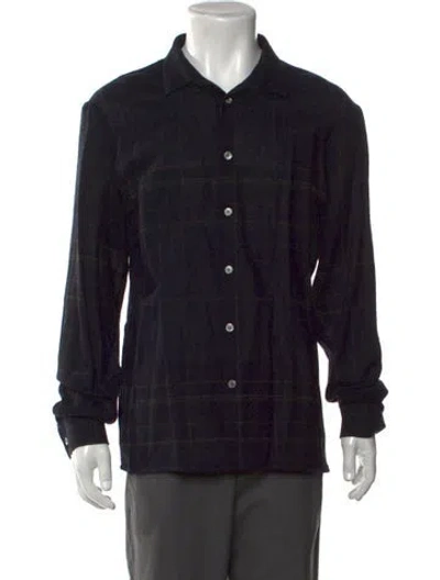 Pre-owned Stephan Schneider Wool Plaid Print Shirt In Black