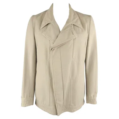Pre-owned Stephan Schneider Xl Khaki Cotton Hidden Buttons Peacoat In Sand