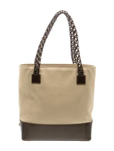 Pre-owned Stephane Kélian Canvas Tote In Neutrals