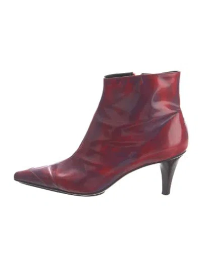 Pre-owned Stephane Kélian Leather Animal Print Boots In Red