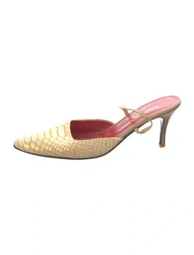 Pre-owned Stephane Kélian Leather Animal Print Slingback Pumps In Gold