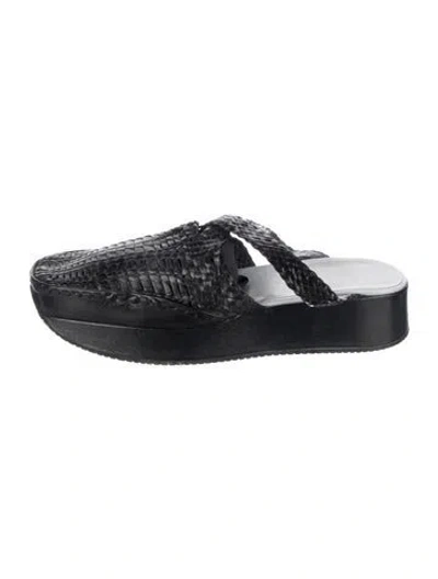 Pre-owned Stephane Kélian Leather Braided Accents Mules In Black