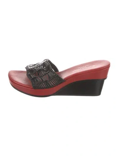 Pre-owned Stephane Kélian Leather Braided Accents Slides In Multi