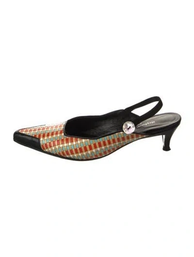 Pre-owned Stephane Kélian Leather Colorblock Pattern Slingback Pumps In Neutral