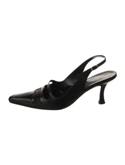Pre-owned Stephane Kélian Leather Cutout Accent Slingback Pumps In Black