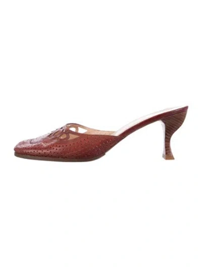 Pre-owned Stephane Kélian Leather Lace Pattern Mules In Multicolor