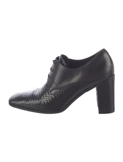 Pre-owned Stephane Kélian Leather Patterned Oxfords In Black