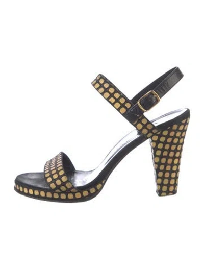 Pre-owned Stephane Kélian Leather Patterned Sandals In Blue