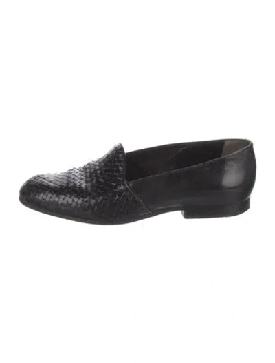 Pre-owned Stephane Kélian Leather Plaid Print Loafers In Black
