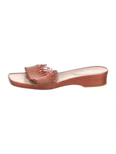 Pre-owned Stephane Kélian Leather Printed Slides In Orange