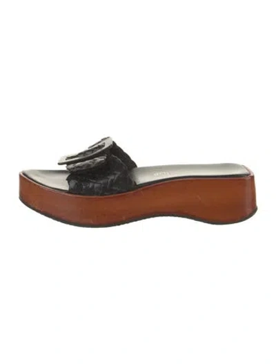 Pre-owned Stephane Kélian Leather Slides In Black