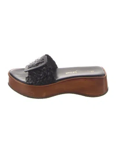 Pre-owned Stephane Kélian Leather Slides In Black