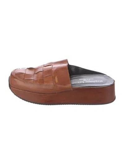 Pre-owned Stephane Kélian Leather Slingback Flats In Brown