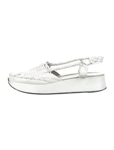 Pre-owned Stephane Kélian Leather Slingback Flats In White